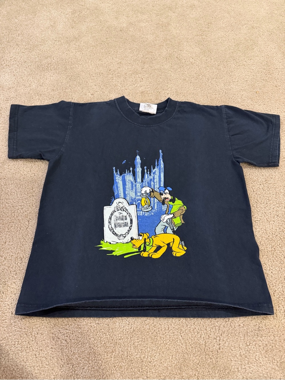 Vintage Disney Haunted Mansion Goofy Pluto Graphic Tee Youth Med. Halloween